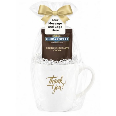 Thank You Mug Gift with Ghirardelli Cocoa Wrapped in Cello