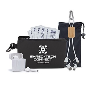 "AMALFI" 10 pcs Do It All Tech Kit in Black Mesh Zipper Pouch