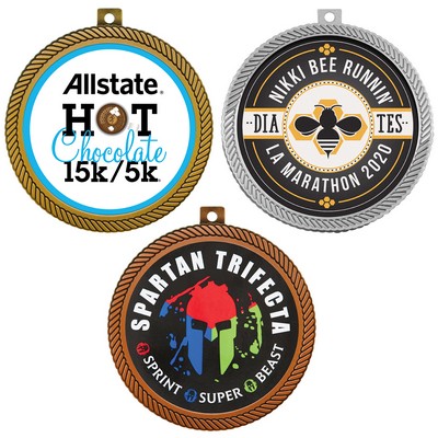 2 5/8" Spot Color or Full Color Medallion w/Stock Ribbon