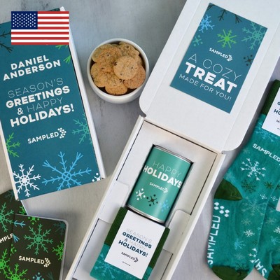 Cozy Gift Box - Holiday Kit, Christmas Socks, Cookies - American Made