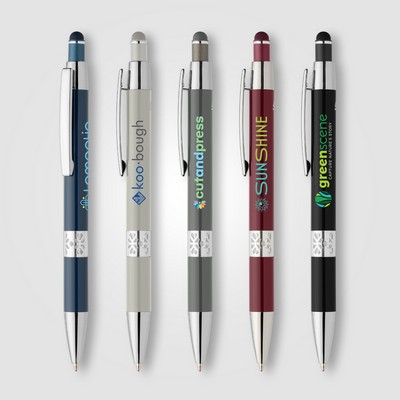 Adorn Recycled Aluminum Chrome Trim Stylus Pen - Full-Color Inkjet