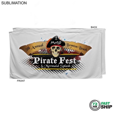 72 Hr Fast Ship -Absorbent Microfiber Dri-Lite Terry White Beach Towel, 30x60, Sublimated