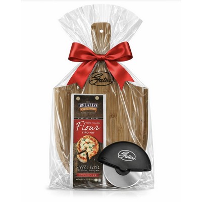 Pizza Night Gift Set/ Bamboo Pizza Peel, Cutter & Mix