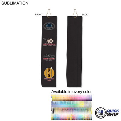 48 Hr Quick Ship - Colored Microfiber Dri-lite Terry Golf Towel, Trifold Grommet and Hook