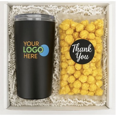 Custom Tumbler & Gourmet Popcorn Thank You Gift Box