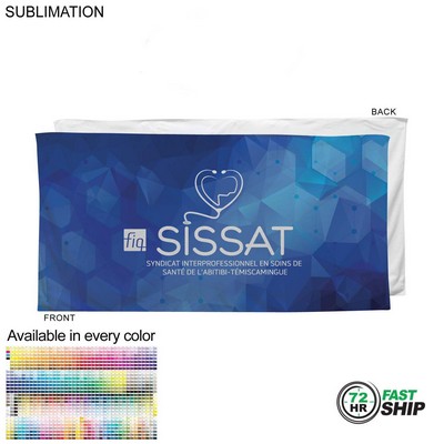 Heavier Weight, Plush Velour Terry Cotton Blend Beach Towel, 30x60, Sublimated Logo Edge to Edge