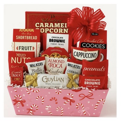 Pink Candy Cane Holiday Treat Basket