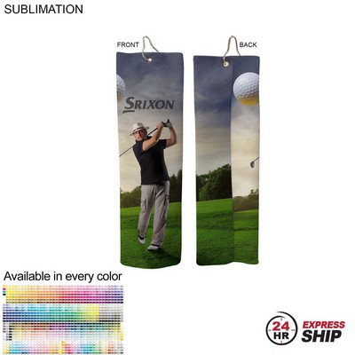 24 Hr Express Ship - Microfiber Dri-Lite Terry Golf Towel, Finished, Trifold, (5"x18")