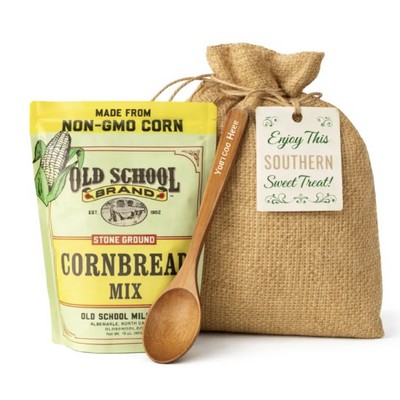 Cornbread Gift Set with Engraved Wooden Spoon & Jute Bag