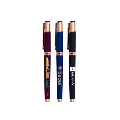 Satin Soft Touch Earl Gel Pen - Rose Gold Accents (Recycled Material)
