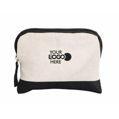 Two-Tone Canvas Zipper Pouch with Logo