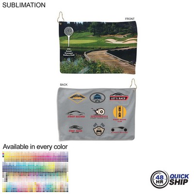 48Hr Quick Ship - Microfiber Terry Golf Towel, Finished, Nofold, Sublimated 2 sides (12"x18")