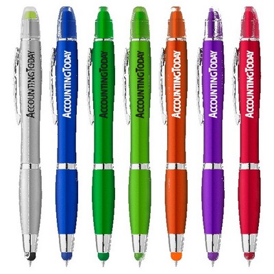 Curvaceous Metallic Stylus Highlighter Pen