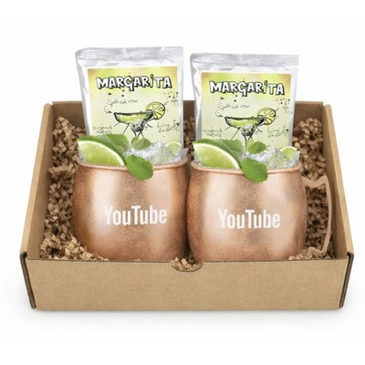 Custom Copper Mug Margarita Gift Set in Kraft Box