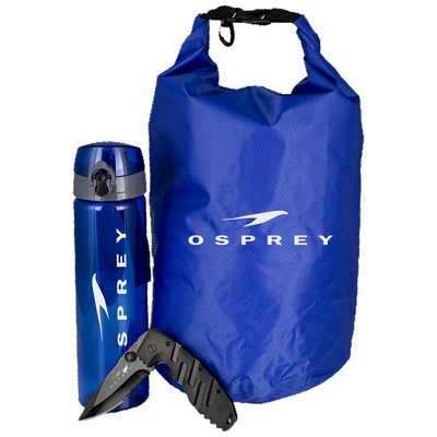 Adventure Kit with Waterproof Dry Bag, Hydration Bottle & Utility Tool